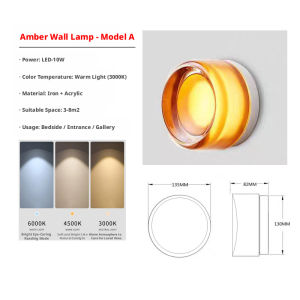 Multi-Color Round Acrylic LED Wall Lamp 10W Dimmable Color Temperature Wall Sconce for Bedroom Bedside Entrance Gallery