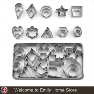 30Pcs Stainless Steel Cake Mold with Box Heart Star Flower Shape Cookie Cutters Chocolate Molds Fondant Biscuit Pastry Bakeware