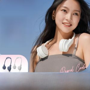 NACCITY | NACCITY Portable Neck Fan Wireless Long Battery Life Silent Leafless Cooling Device USB Small Fan For Men And Women High Aesthetic Value