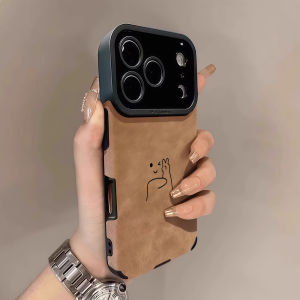 Potdemiel | Doodle Bunny Luxury Leather Shockproof Phone Case For iPhone 17 16 Pro Max Air 15 14 13 12 11 Max Silicone Soft Cover