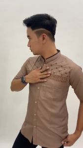 EDISI LEBARAN: BAJU KOKO MUSLIM PRIA LENGAN PENDEK & BORDIR KEKINIAN