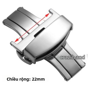 Khóa Bướm Bằng Thép Không Gỉ Đa Năng Cho Dây Đeo Đồng Hồ Nút Nhấn Đôi Gấp Khóa Phụ Kiện 10-22mm Lựa Chọn Kim Loại