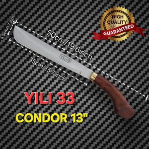 [YILI 33] Condor 13" & 15" knife with wooden handle and leather sheath.