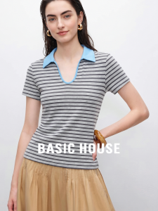 Basic House | Stripe Colorblock Cool Light T-Shirt Female Summer
