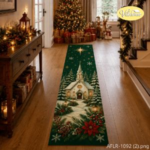 VIKAMA Christmas Runner Rug Non Slip Washable Kitchen Carpet Soft Hallway Entryway Mat Absorbent Corridor Decorative Home Decor