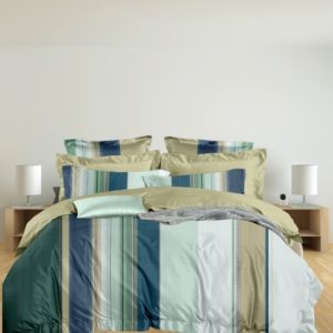 Bộ ga chun mỏng 100% cotton sateen Grand họa tiết trang nhã sang trọng 3món(1 ga + 2 vỏ gối)