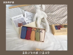 Y&L FASHION #YL028 5 Pcs Japanese-style mid-rise pure cotton comfortable and breathable womens underwear