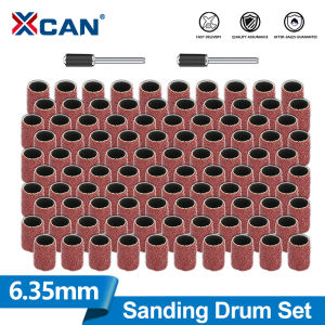 XCAN 11-102pcs 6.35mm Drum Sanding Kit with 1/8" Shank Mandrel for Rotary Tool Nail Drill Bits Abrasive Tools Dremel Accessories