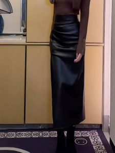 Fashionable High Waist Slim Fit Split Design Skirt Womens Mid-Length A-Line Skirt Korean Style Commute Straight Tube Skirt