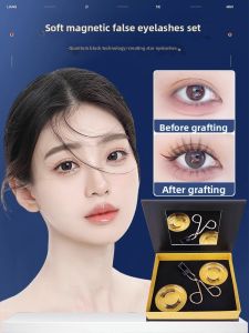 MONLEYTA | Natural Looking Magnetic False Eyelashes Womens Soft A-Type Double Magnet Set 3 Pairs Glueless Fake Eyelashes Application