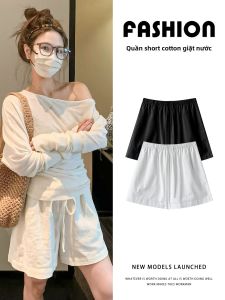 YIFANSHI | Quần Short Dáng Rộng A-Line Thoáng Mát Cho Phụ Nữ Bé Gọn Vải Cotton Linen Trắng