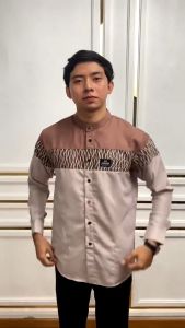Baju Muslim Koko Pria Lengan Panjang Motif Sandiko Kombinasi Batik Istimewa Bahan Katun Premium