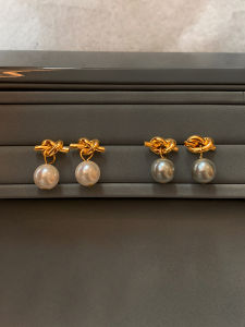 CAFFTI | Elegant High-end Retro White Gold Pearl Earrings