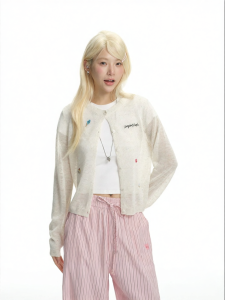 dangerouspeople | Fitted Knit Sweater with Dessert Pattern 1 Piece
