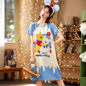 Váy Ngủ Cotton Mùa Hè Phong Cách Công Chúa Ngắn Tay Mỏng Bằng Vải Lanh Cotton Len Trung Bình Dài Vừa Phải Mặc Nhà