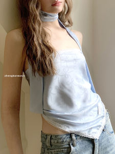 Laisuan Womens Scarf Multifunctional Iceland Blue Tie Dye Triangle Bibi Chest Wrap Long Silk Scarf Lace Pure Desire Headscarf Trendy