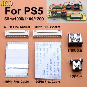 40Pin 50Pin FPC Socket Flex Cable USB 2.0 Type-C Charging Port Connector For PS5 1000 1100 1200 Slim 040 Motherboard Side Panel