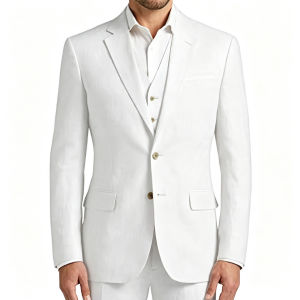 Smart Casual White Mens Suit Notch Lapel Two Buttons Jacket Pants Groom Wedding Prom Dinner Tuxedos Business 2-Piece Suits Set