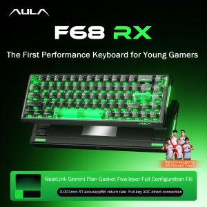 AULA | AULA F68 RX Magnetic Switch Gaming Keyboard Wired 0.001mm RT 8K 256K Scan Rate Hot-Swappable Adjustable RT 68 Keys for PC Gamer