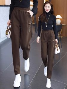 Womens Fleece Lined High Waist Loose Fit Thickened Casual Harlan Pants Autumn Winter Sweatpants Korean Style Long Pants