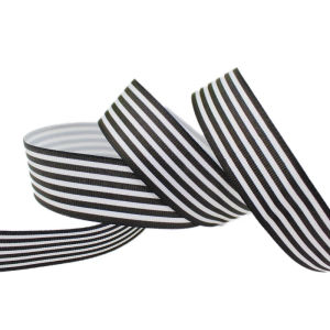(20 yards/lot)1Black and White Stripe grosgrain ribbon printed gift wrap decoration ribbons (25mm)