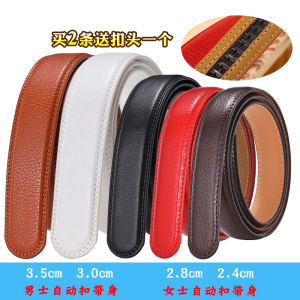 Automatic Buckle Leather Belt Body Women No Buckle Head 2.4 2.5 2.8 3.0 3.5cm Pants Waist Belt Strip Men Genuine Cowhide Leather