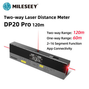 Mileseey Bilateral Laser Measurement Tool DP20 Pro 120m Two-way Laser Distance Meter with Middle Laser Mark Beam Multifunctional Laser Tape Measure with Digital Angle Rechargeable(