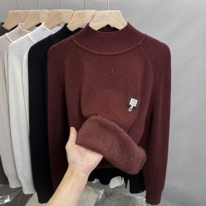 JIANDIYA | Sparkle Fleece-lined Thick Sweater 2025 Autumn/Winter New Arrival