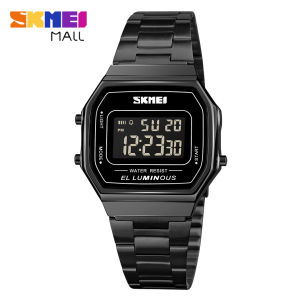 SKMEI 1647 Men Fashion Classic Watch Stainless Steel Band Digital Wristwatch for Men 50m Waterproof