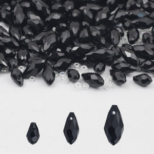Water Drop Black Austrian Crystal Side Hole Spacer Loose Glass Beads 5x8/6x12mm/8x13mm For Jewelry Making Diy Bracelets Necklace