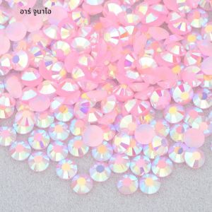 JUNAO 4 มม.5 มม.6 มม.สีชมพู AB Flatback รอบ Rhinestones Glitter เรซิ่นคริสตัล Strass เล็บหินสําหรับตกแต่ง DIY