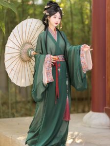 Dream Domain Warring States Robe Womens Tailored Long Sleeve Hanfu Dress Large Quantity Straight Hemline Triplet Set Polyester Fiber