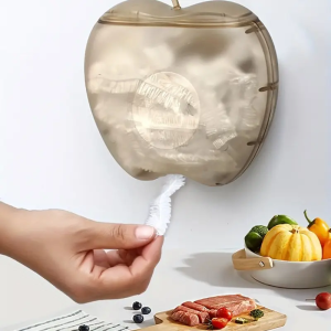 กล่องเก็บฟิล์มถนอมอาหารและหมวกอาบน้ำแบบติดผนัง ติดตั้งง่าย - ความจุขนาดใหญ่ ไม่ต้องเจาะผนัง เหมาะสำหรับห้องครัว