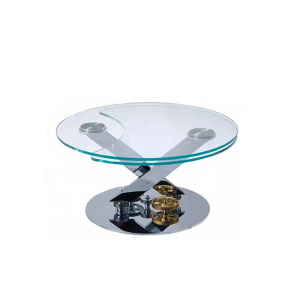 Italian Accessible Luxury Fancy Mechanical Rotate Coffee Table New Arrival Designer Stainless Steel Living Room Glass Square Tea Table