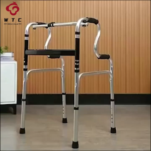 【Local shipment】Black Adult Walker Multi-Functional Foldable Stainless Steel Walking Aids With Elderly Toilet Chair Multifunctional Stainless Steel Walker for Elderly Lightweight Walking Aid Cane Walker for The Rehabilitation of The Elderly