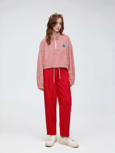 URLAZH | Retro Red Relaxed Fit Culotte Knit Trousers