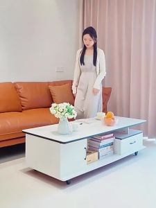 ZHUOHE | Home Use Compact Living Room Table Glass and Rock Panel