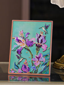 Vintage Iris Chinese Decorative Art Hanging Painting