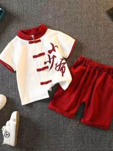 Boys Han Dynasty Summer Thin Suit Baby Tang Costume Summer Clothing Childrens Ancient Costume Cotton and Linen Chinese Style Master Clothes Song Style