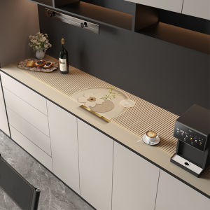 Waterproof Luxury Entrance Table Mat Korean Style Plant Floral Pattern Leather Pad for Shoe Cabinet And Sideboard Protection