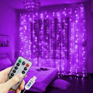 Đèn LED USB Dây Đèn Chuỗi Có Điều Khiển Từ Xa 8 Chế Độ Cổ Tích Vòng Hoa Trắng Vàng Đỏ Tím Xanh Xanh Dương Nhiều Màu Cho Giáng Sinh Nhà Phòng Ngủ Trang Trí Đám Cưới