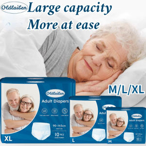 Oldlaiten M/L/XL 10pcs Disposable Diaper Pull Up Pant Leak-Proof Quickly Absorb Cotton Adult Diapers Elderly Pants