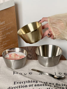 ชามสเตนเลส 304 สำหรับใส่ข้าว ชามกินข้าวแบบเกาหลี ชามกินข้าวแบบป้องกันความร้อน ชามกินข้าวแบบสวยงาม ชามโยเกิร์ต