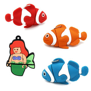 Jaster | Cartoon Fish USB Flash Drive 64GB Silicone Pen Drive 32GB Creative Gift Memory Stick 16GB Blue USB Stick 8GB External Storage 4G