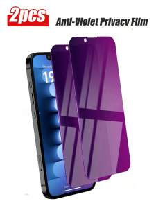 2 Pcs Anti-Blue Light Anti-Spy Tempered Glass Screen Protector Compatible With Iphone 17 Pro/14 Pro Max/15 Pro Max/16/16 Plus