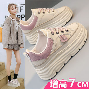 Womens Casual High Top Sneakers Spring Autumn Lightweight Thick Bottom Platform Cross Buckle Color Block Rubber Sole Shoes