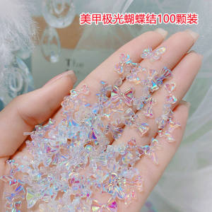 Nail Art Aurora Bow Jewelry Iridescent Transparent Stereo Diamond Decorations Easiest for Match Japanese Resin Butterfly Nail Ornament
