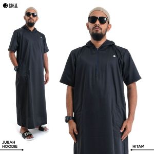 jubah hoodie rosal gamis sholat pria lengan pendek/jubah hoodie murah