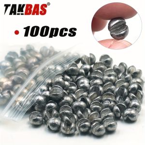 TAKBAS 100pcs Lead Fishing Weights Sinkers - Adjustable Split Shot Removable Round Design for Freshwater Saltwater