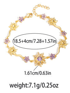 2025 trend personality Gold 18k gold plated punk bracelet  quality fine beautiful women luxury zircon jewellry flower bangle